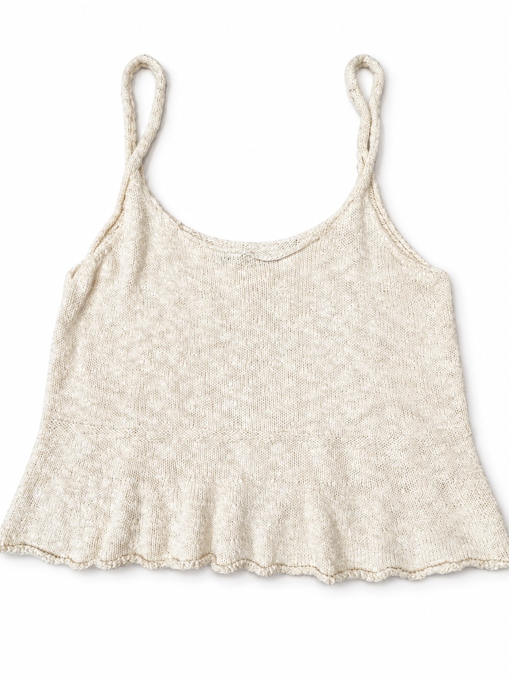 Forever 21 Cream Knit Peplum Cami Top – Size Small